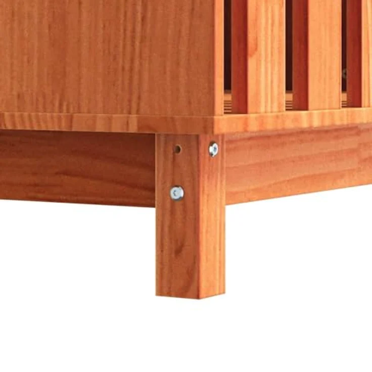 vidaXL Hundehütte Wachsbraun 100 x 70 x 70 cm, Massives Kiefernholz, Moderner Hundezwinger für innen, Gemütlicher Rückzugsort für Haustiere – Bild 5