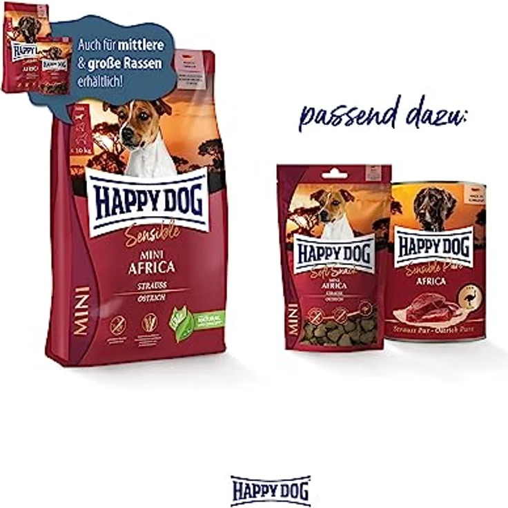 Happy Dog Sensible Mini Africa, getreidefreies Hunde-Trockenfutter mit kleinen, bissoptimierten Kroketten, 800 g – Bild 5