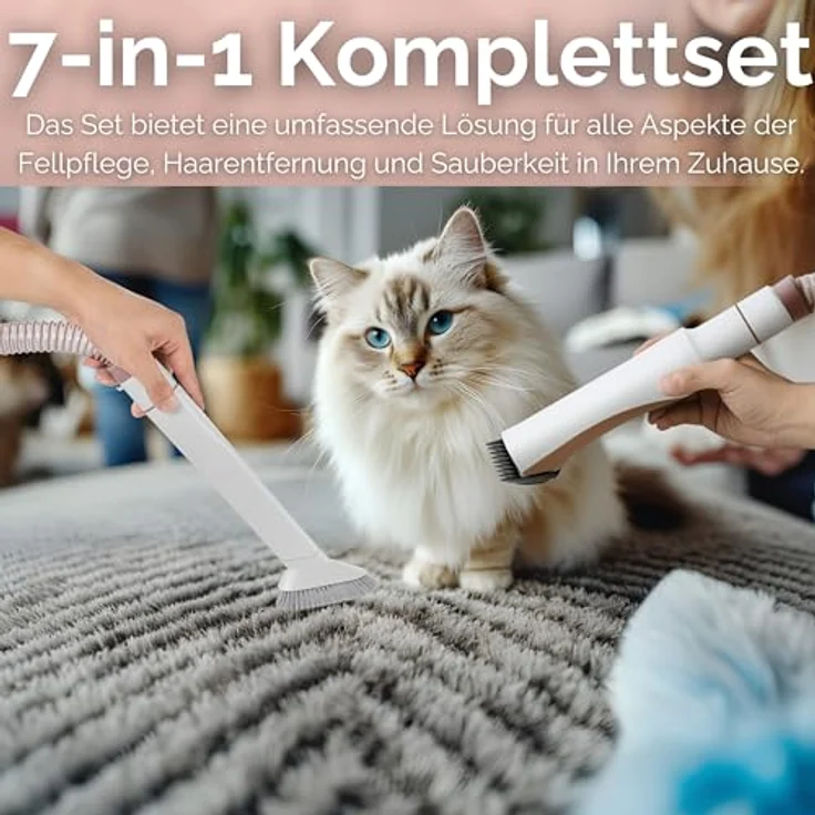 Steinborg® Tierhaarschneidemaschine 7-in-1 mit Staubsauger 13.500 Pa, leise, inkl. Bürsten und Trimmer für Hunde und Katzen, kompaktes Design – Bild 3