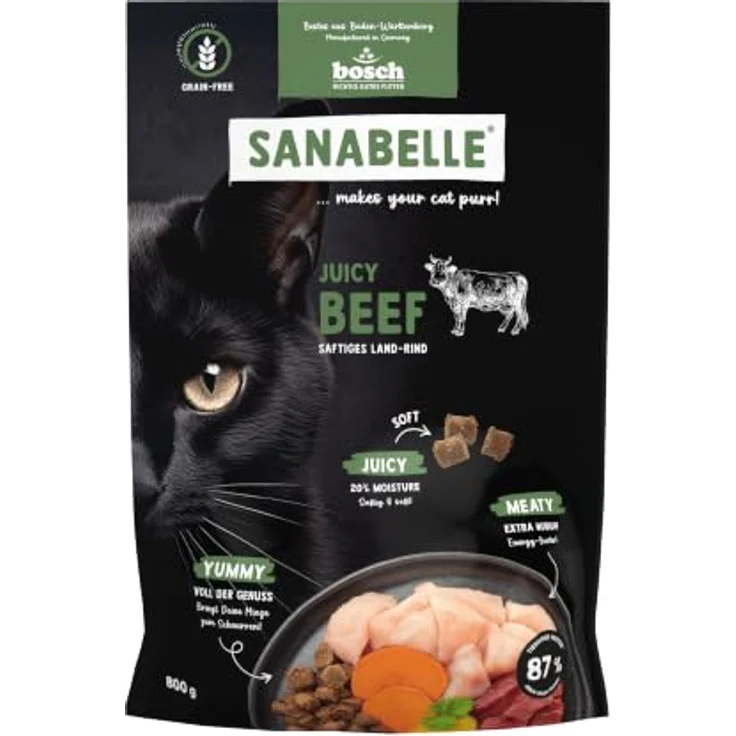 Sanabelle Trockenfutter Katze, Adult, Land-Rind, 800 g, mit frischem Fleisch, aromatischen Kroketten, ohne künstliche Farb- und Aromastoffe