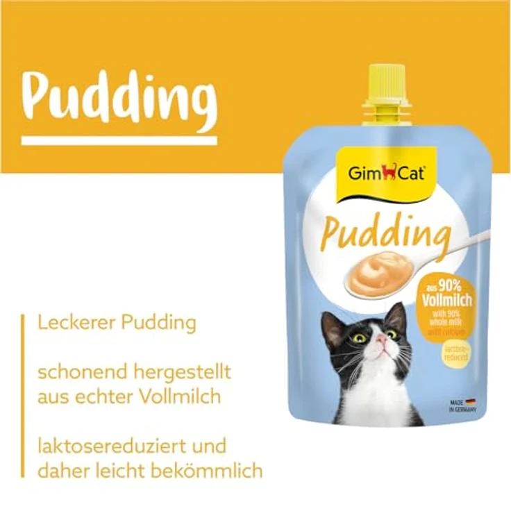 GimCat Snack Sparpaket - Pudding für Katzen, 6 x 150 g, laktosereduzierte Vollmilch-Snacks im wiederverschließbaren Standbeutel – Bild 2