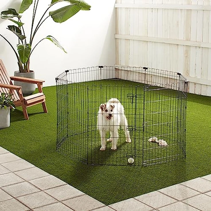 Amazon Basics Achteckig Laufgehege für Hunde, faltbar aus Metall mit Tür, 91 cm, schwarz, 1,85 m² Spiel- und Bewegungsfläche – Bild 5