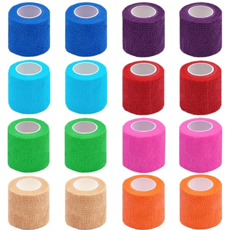 Clooflar Selbstklebender Verband, 16 Rollen elastische Haftbandage 5 cm, ideal für erste Hilfe und stabile Unterstützung