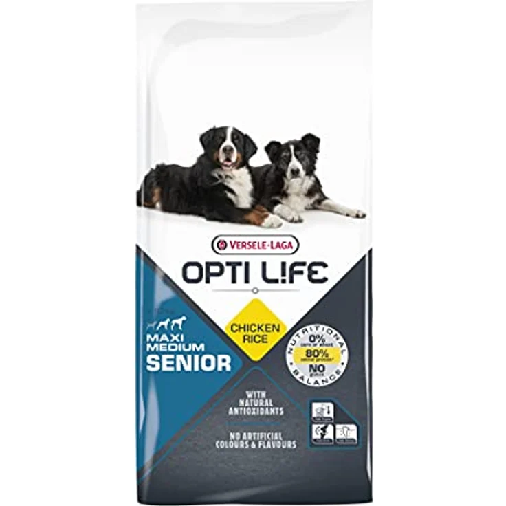 VERSELE-LAGA Opti Life Senior Medium & Maxi, Trockenfutter für Hunde, hypoallergen, mit Huhn und Reis, 12,5 kg – Bild 1