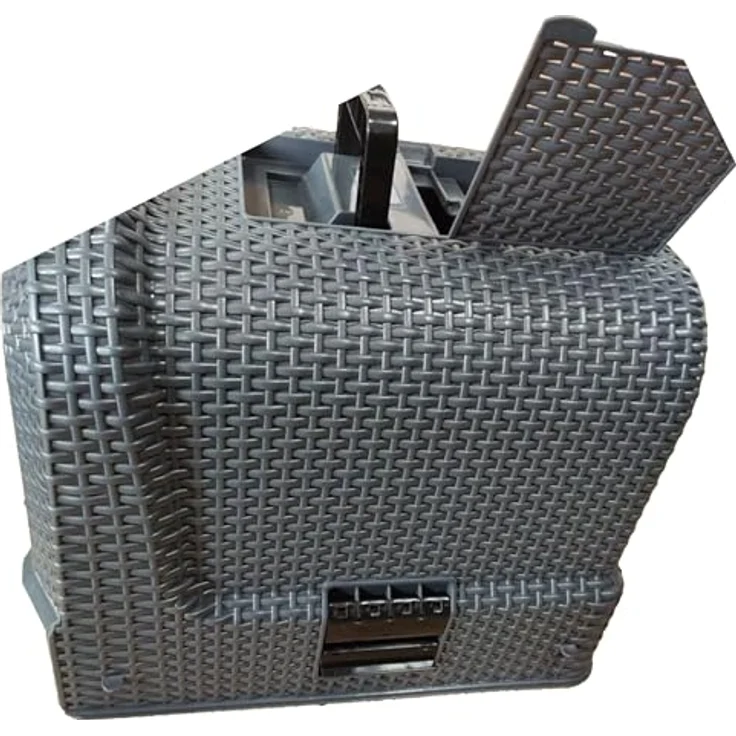 Dehner Katzentoilette Premium Katzentoilette Jolie mit Aktivkohlefilter, Rattanoptik, abnehmbarer Haube, Streu-Abstreifgitter – Bild 7