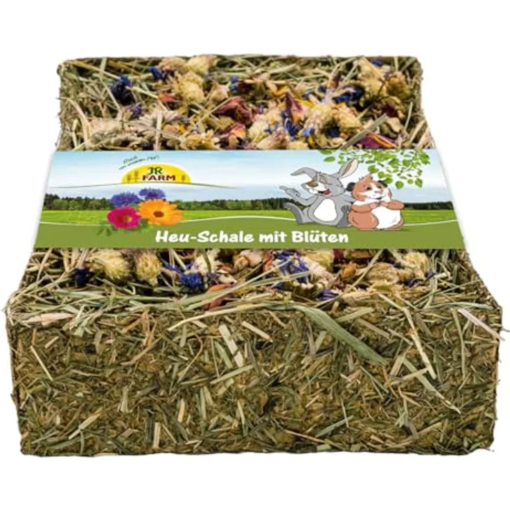 JR Farm JR Heu-Schale mit bunten Blüten, 100 g für Zwergkaninchen und Nager