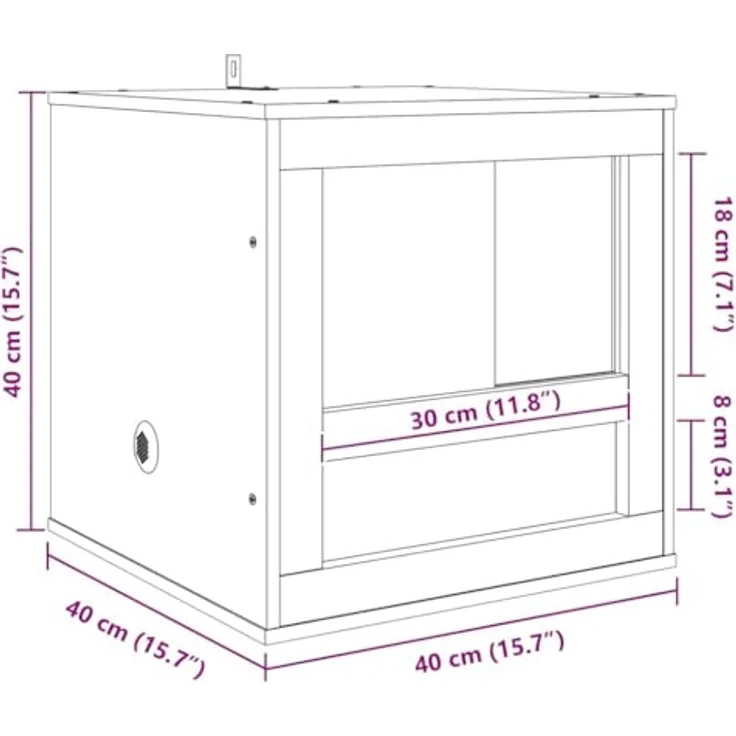 vidaXL Terrarium 40 x 40 x 40 cm, Braun, OSB, Rechteckig, Rustikales Design, Langlebig, Mit Thermometer, Ideal für Reptilien und Nagetiere – Bild 3