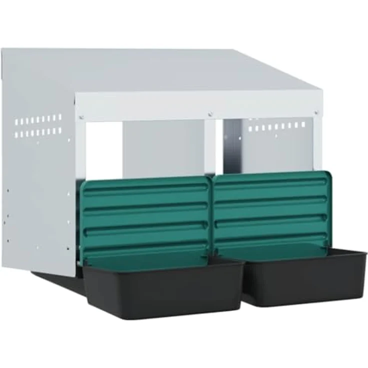vidaXL Hühnerstall Hühner-Nistkasten, 2 Fächer, Wandmontage, verzinkter Stahl, Farben: Silber, Dunkelgrün, Schwarz, für Innen- und Außenbereich – Bild 5
