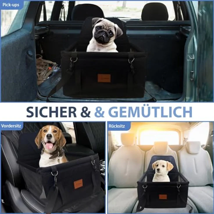 PETSATION Hundeautositz, Wasserdichter & Atmungsaktiver Autositz für kleine Hunde, Robust, Schwarz, Standard – Bild 2