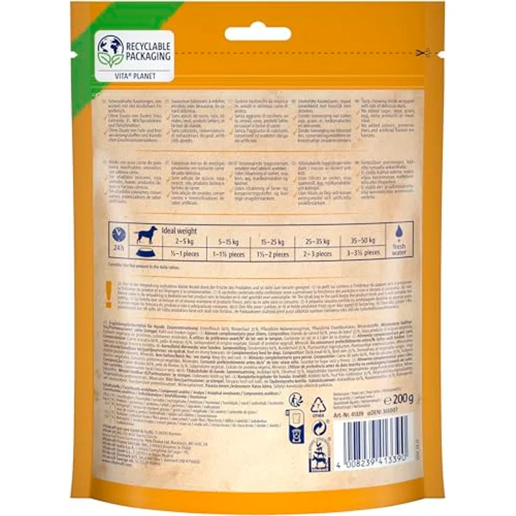 Vitakraft Pure Duck Bonas Sticks XXL, getreidefreier Hundesnack mit Entenfleisch, 200g – Bild 6