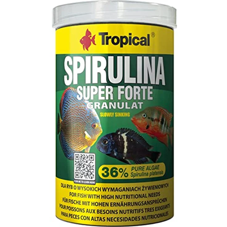 Tropical Super Spirulina Forte, Granulatfutter mit 36% Spirulina (Platensis) für Cichliden und Meerwasserfische, 1 l Packung – Bild 1