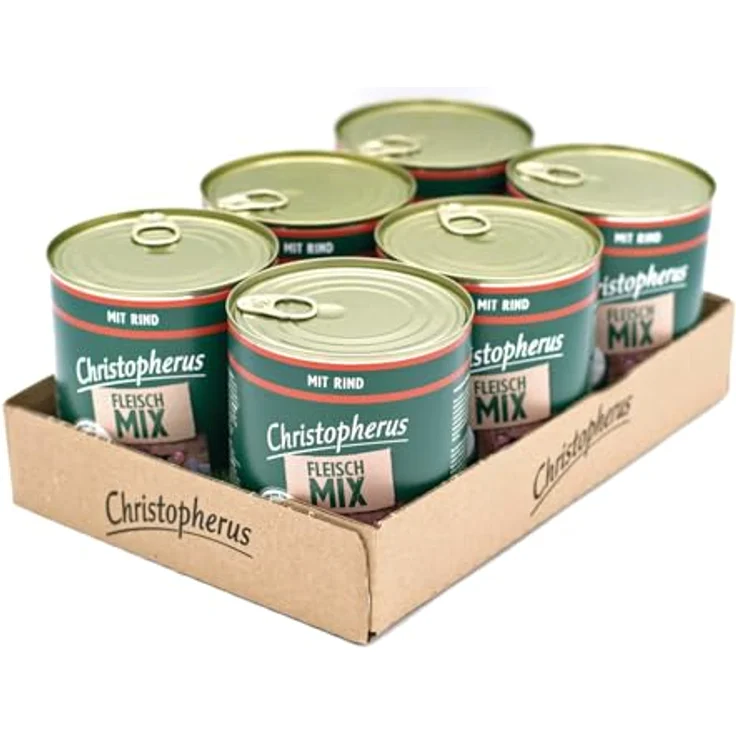 Christopherus Fleischmix, Nassfutter für Hunde mit Rind, getreidefrei, 6 x 800 g – Bild 1