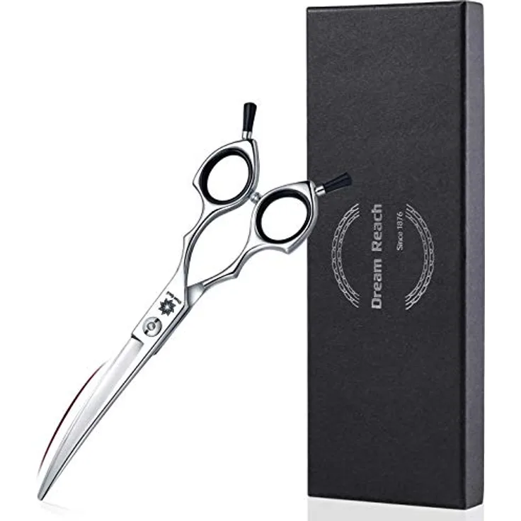 Dream Reach 6,5 Inch Gebogene Hundeschere, 440C Edelstahl Fellschere für Hunde und Katzen mit Geschenkbox (Schwarz)