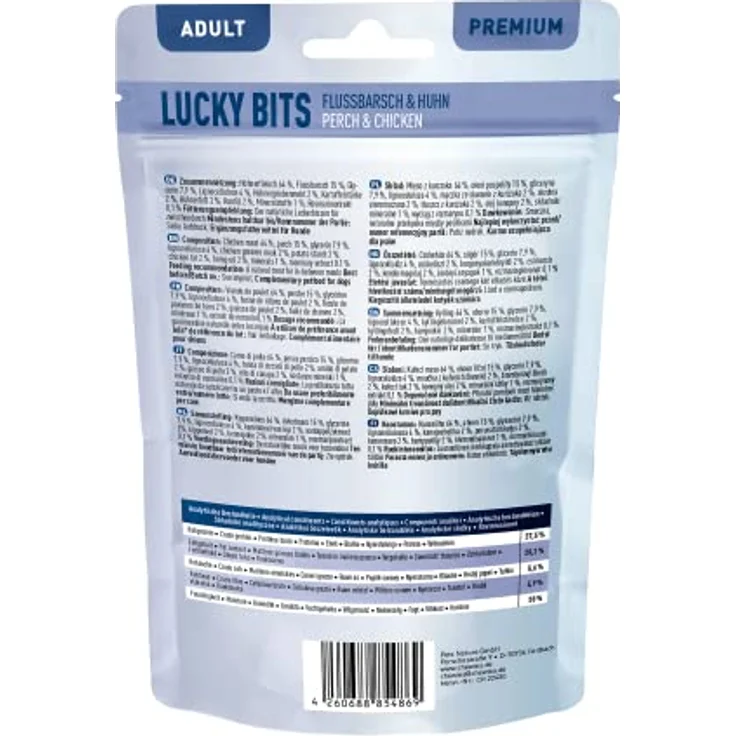 Chewies Lucky Bits Flussbarsch & Huhn, getreidefreie Soft Hundeleckerli mit viel Protein und Superfoods, ohne Zucker, 100 g – Bild 2