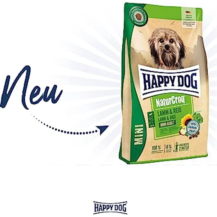 Happy Dog NaturCroq Mini Adult, Trockenfutter für kleine Hunderassen bis 10 kg, Lamm & Reis, 4 kg – Bild 2