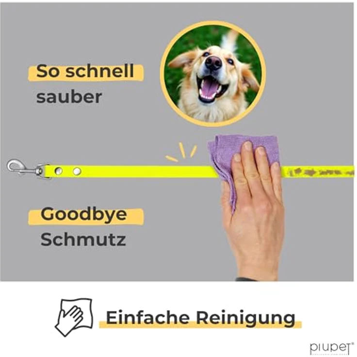 PiuPet® Schleppleine für Hunde, 5m/10m/20m, wasserabweisend, neongelb, robust und pflegeleicht, ideal für großes Hundetraining – Bild 5