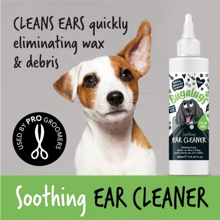 Bugalugs Hunde Ohrreiniger, beruhigende Flüssigkeit für saubere Ohren, 200 ml, 100% natürliche Inhaltsstoffe, für alle Haustiere – Bild 3