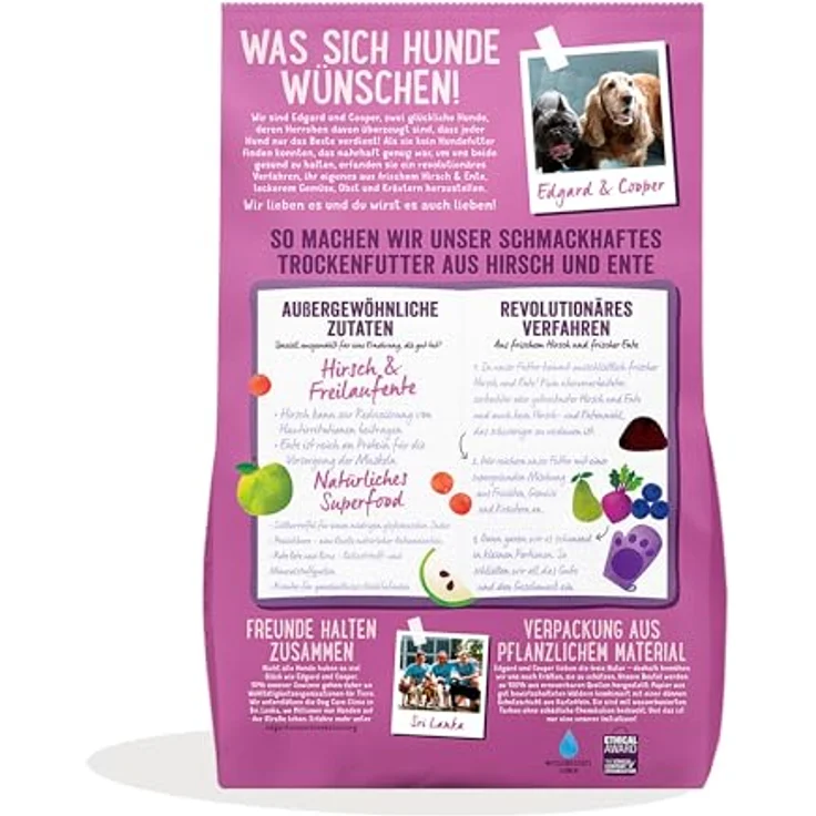 Edgard & Cooper Frischer Hirsch und Freilaufente, getreidefreies Hunde-Trockenfutter für empfindliche Mägen, 2,5kg – Bild 9