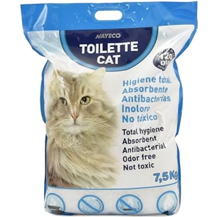 Nayeco CAT Toilette Arena SILICE GATO, Katzenstreu 7,5KG mit hoher Saugfähigkeit und geruchsbindenden Eigenschaften