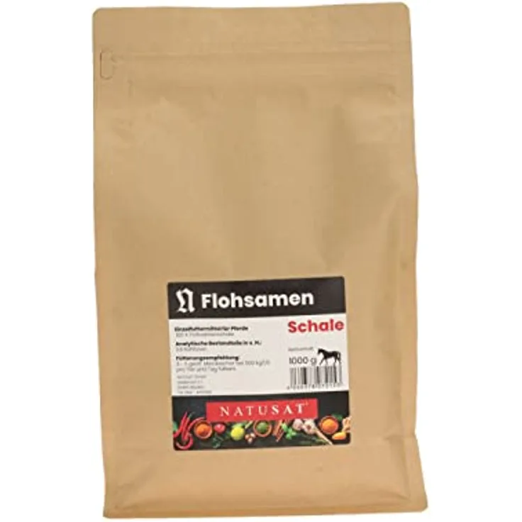 Natusat Flohsamenschalen 1000 g | Natürliche Darmreinigung für Pferde bei Koliken und Kotwasser