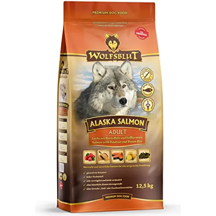 WOLFSBLUT Alaska Salmon Trockenfutter für Hunde, 12,5 kg, mit frischem Lachs und ohne Getreide