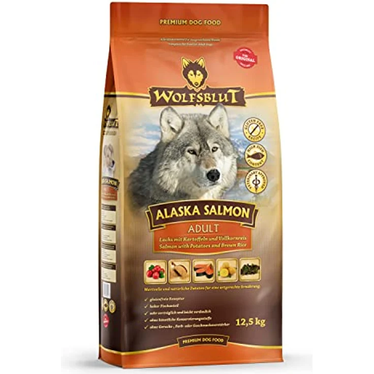 WOLFSBLUT Alaska Salmon Trockenfutter für Hunde, 12,5 kg, mit frischem Lachs und ohne Getreide – Bild 1