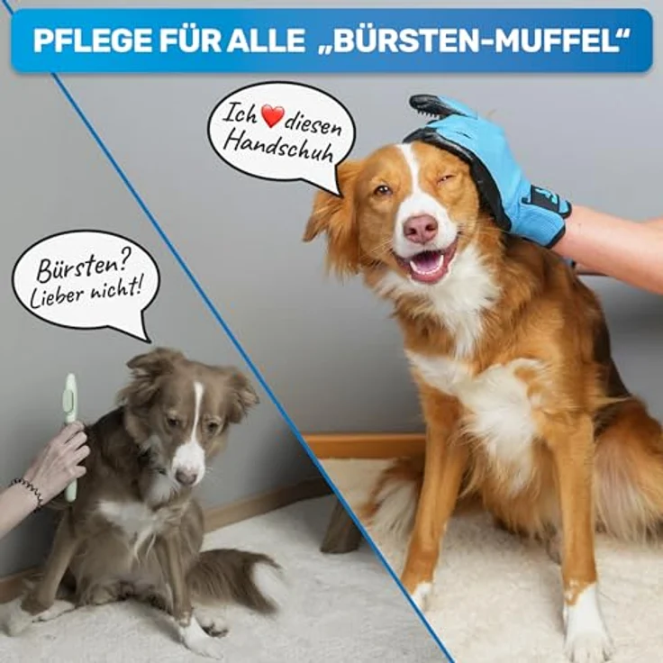 BluePet Fellpflegehandschuh für Hund, Katze & Pferd - sanfter Fellhandschuh zur Haarentfernung, für Langhaar & Kurzhaar, ohne toxische Weichmacher – Bild 2