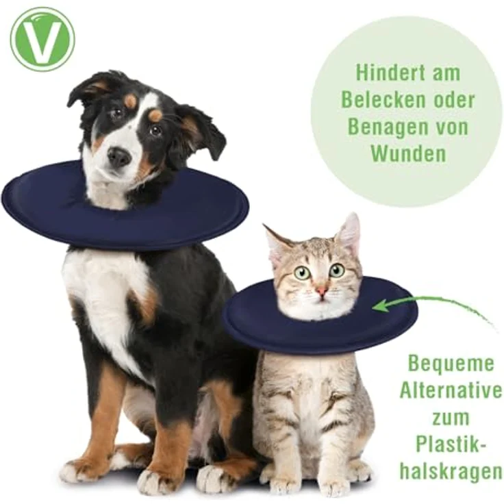 Vetlando Leckschutzkragen XS, Halskrause für Hunde & Katzen, wasserabweisend, waschbar, bequem, keine Sichtbehinderung, blau, Umfang 21-26cm, Durchmesser 26cm – Bild 2