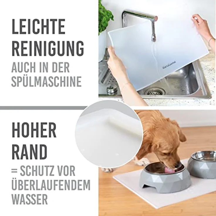 KaraLuna Premium Silikon Napfunterlage 60 x 40 cm, transparent, rutschfest und wasserfest, ideal für Hunde und Katzen – Bild 4