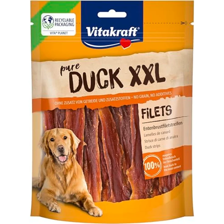 Vitakraft Pure Duck XXL Filet, Entenbrustfiletstreifen, Hundeleckerli ohne Zucker, 6x 250g – Bild 3
