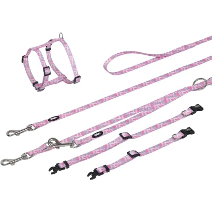 Nobby 80403-15 Führleine Camouflage rosa, robustes Nylon, 3-fach verstellbar, L: 200 cm, B: 10 mm – Bild 2