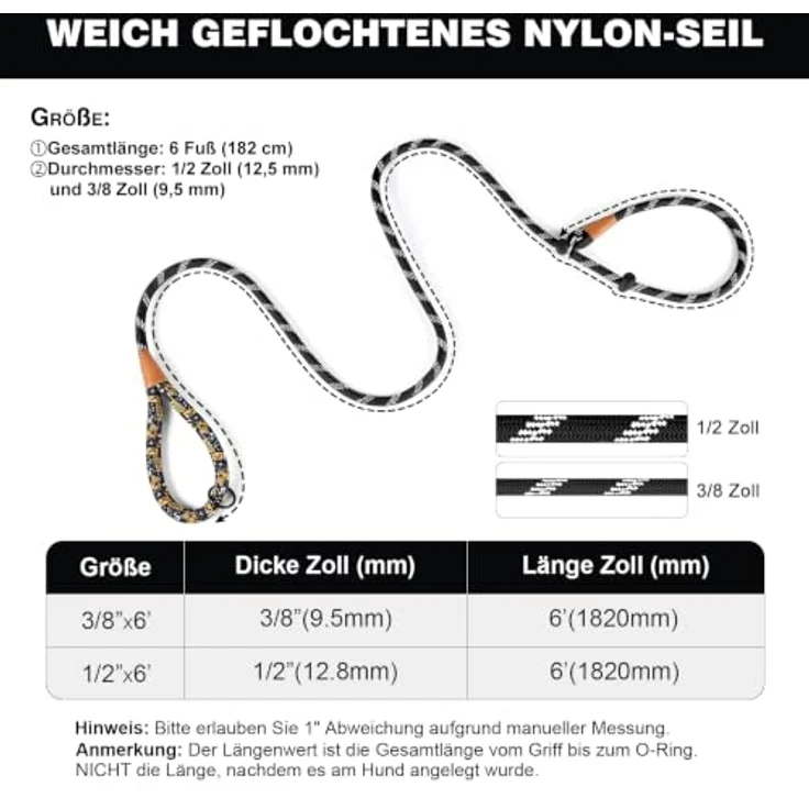 lynxking Hundeleine reflektierende 180 cm Schleppleine mit Zugstopp und gepolstertem Griff, ideal für Training und Gassi gehen – Bild 3