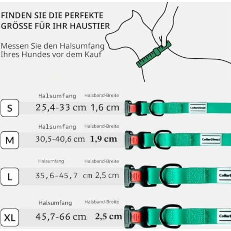 CollarDirect Wasserdichtes Hundehalsband, Verstellbar aus Silikon & Kunststoff, Geruchsresistent, Leicht zu Reinigen, Sicherheitsverschluss, Minzgrün, XL (45-66 cm) – Bild 5