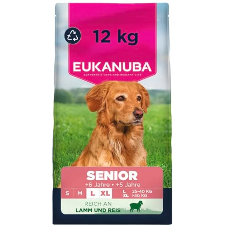 Eukanuba Senior Hundefutter mit Lamm und Reis für große Rassen, 12 kg - Premium Trockenfutter für ältere Hunde mit gesunder Verdauung und Gelenkschutz – Bild 1