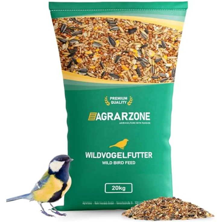 Agrarzone Vogelfutter Wildvögel ganzjährig 20kg, hochwertiger Körner-Mix mit Sonnenblumenkerne, staubfrei & ohne Zusatzstoffe, gentechnikfrei – Bild 1