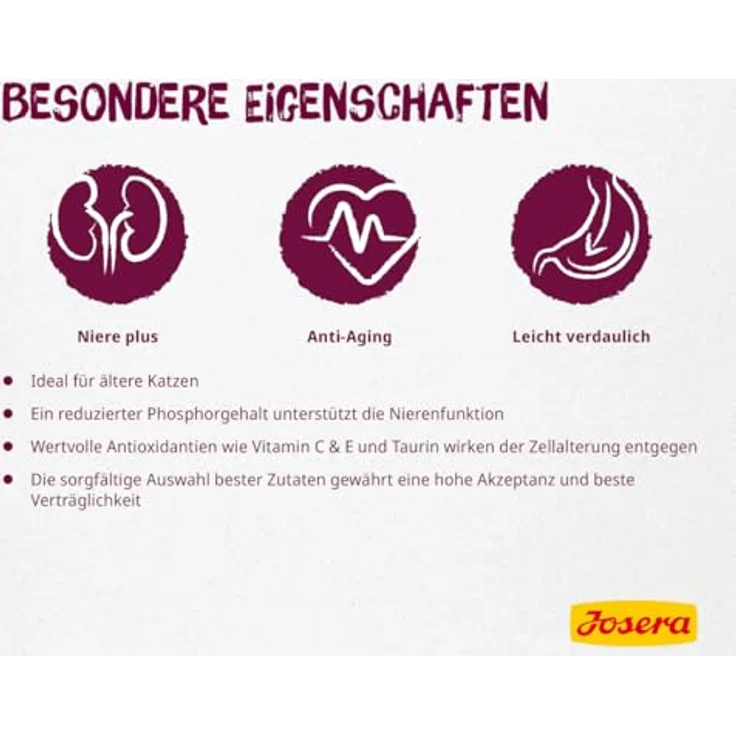 Josera Senior Trockenfutter für ältere Katzen, 10 kg, glutenfrei, Geflügel & Reis, leicht verdaulich, Nierenunterstützung – Bild 2