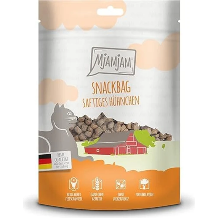 MjAMjAM Premium Katzensnack, Snackbag mit saftigem Hühnchen, 125 g, naturbelassen ohne synthetische Konservierungsstoffe – Bild 1