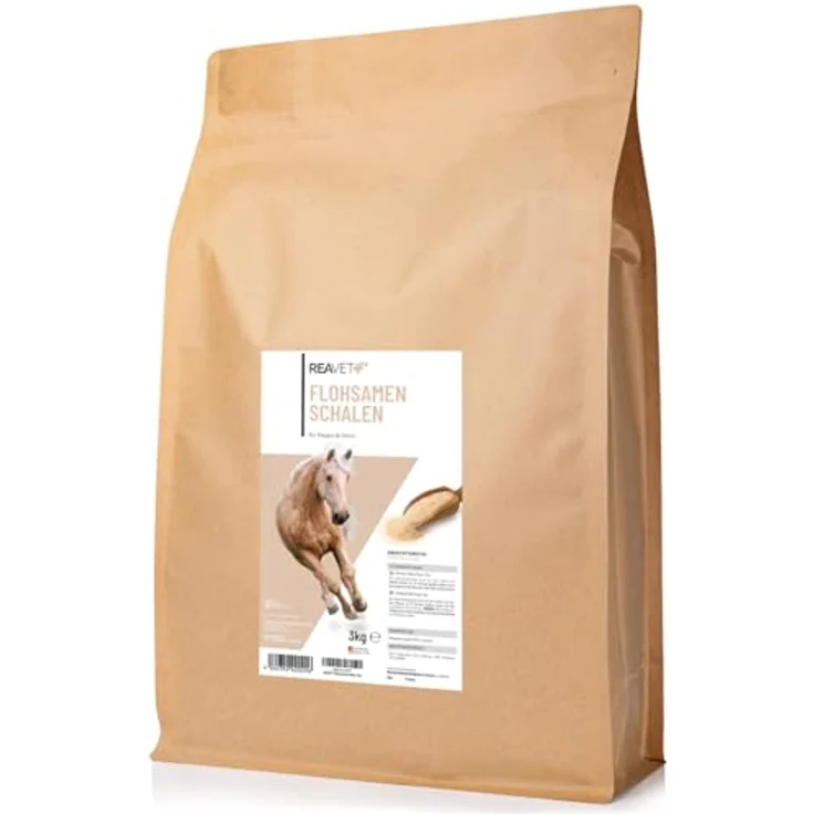 ReaVET Flohsamenschalen für Pferd & Hund, 3kg, naturrein, ballaststoffreich, glutenfrei, ohne Zusätze, Premium Qualität – Bild 1