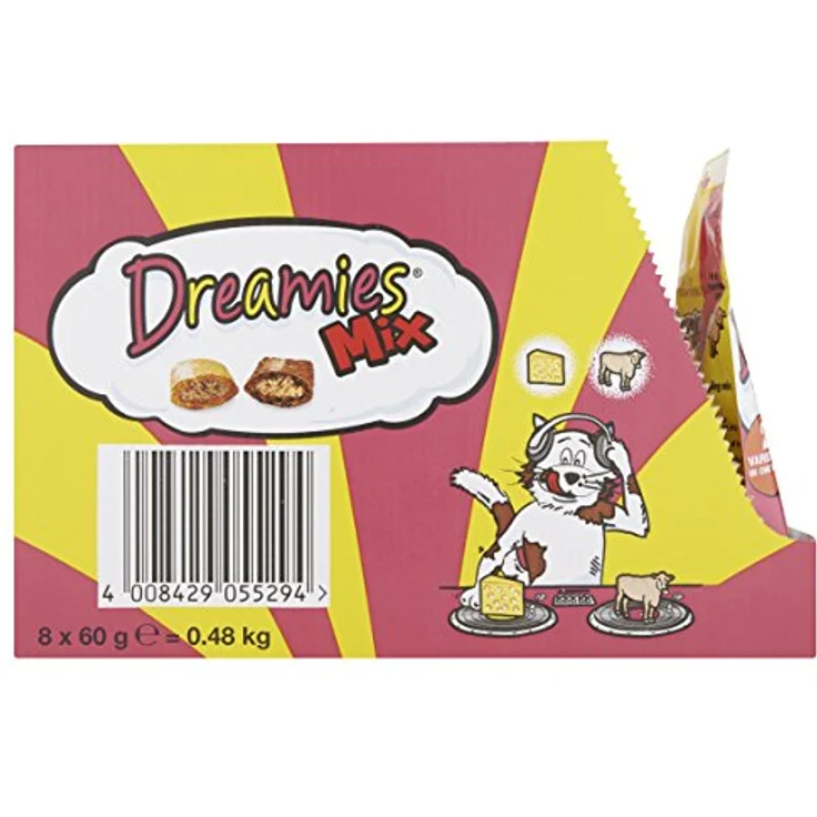 Dreamies Katzensnacks Mix Pack - Sparpaket Käse und Rind, 6 x 60 g, kalorienarm mit Vitaminen und Mineralstoffen – Bild 9