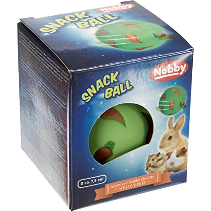 Nobby Snackball Nager, 7,5 cm, grüner Kunststoffbeschäftigungsball für Trockenfutter und Snacks – Bild 3
