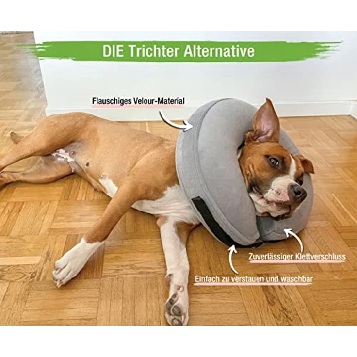 MC-Royal® Premium Halskrause, aufblasbare Halskrause für Hunde und Katzen mit ergonomischem Design, waschbarem Velourbezug, zuverlässigem Klettverschluss und einfacher Handhabung – Bild 4