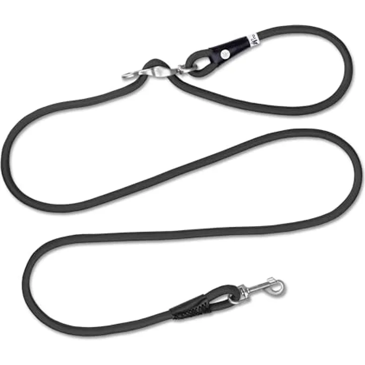 Curli Vario Comfort Hundeleine S Black, für Hunde bis 25 kg, stufenlos verstellbar, Snap-In Sicherheitskarabiner, stoßdämpfendes Seil