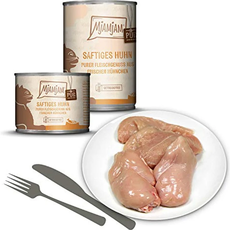 MjAMjAM Premium Nassfutter für Katzen - saftiges Hühnchen pur, getreidefrei, 6er Pack (6 x 400g) mit extra viel Fleisch – Bild 2