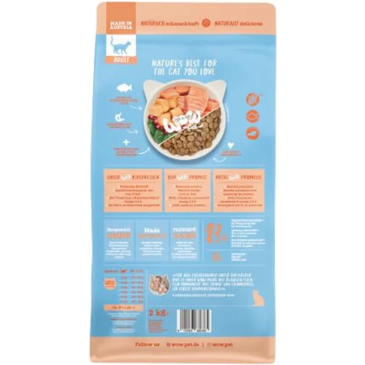 WOW Cat Adult Lachs, Premium-Trockennahrung für ausgewachsene Katzen, 2 kg, ohne Getreide, reich an tierischem Protein – Bild 2