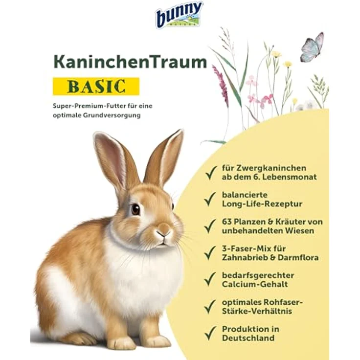 bunny KaninchenTraum basic 1,5 kg, Hochwertiges Kleintierfutter mit TriMello Technologie und reduziertem Kalziumgehalt – Bild 2