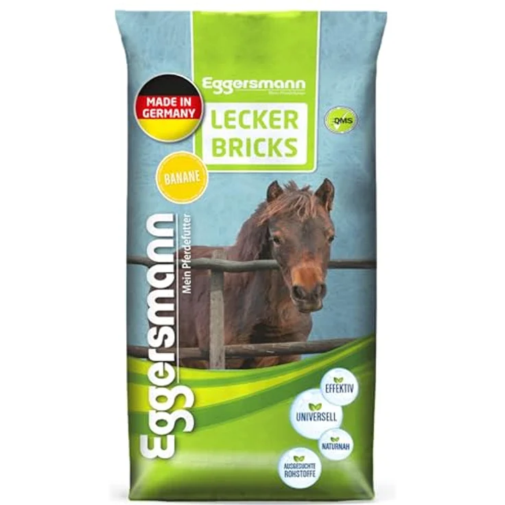Eggersmann Mein Pferdefutter Pferde-Leckerlis, 25 kg Lecker Bricks mit natürlichem Banane-Geschmack, ideal als Belohnung für Pferde & Ponys – Bild 1
