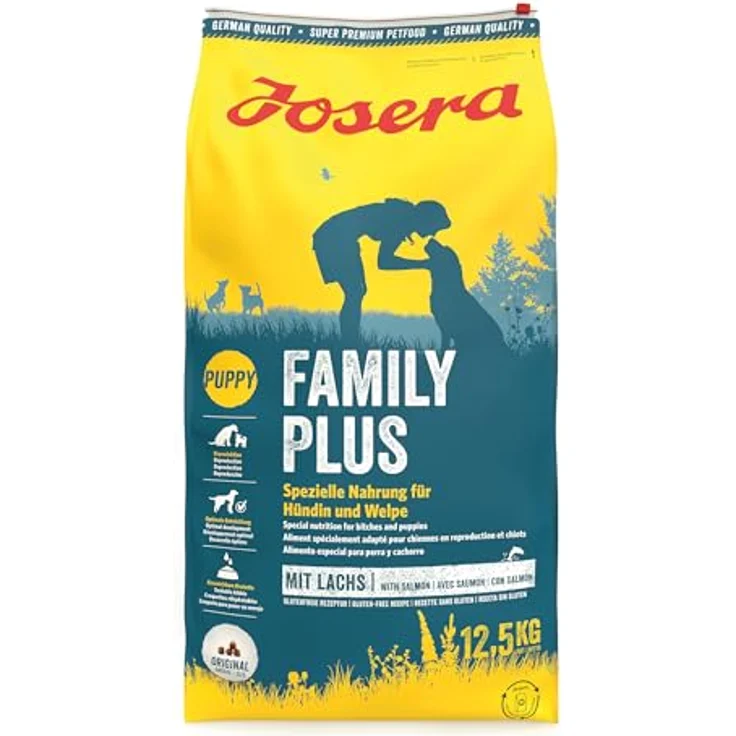 Josera Family Plus, 12,5 kg Premium Trockenfutter für trächtige/säugende Hündinnen & Welpen, Lachs & Geflügel, weizenfrei, made in Germany – Bild 1