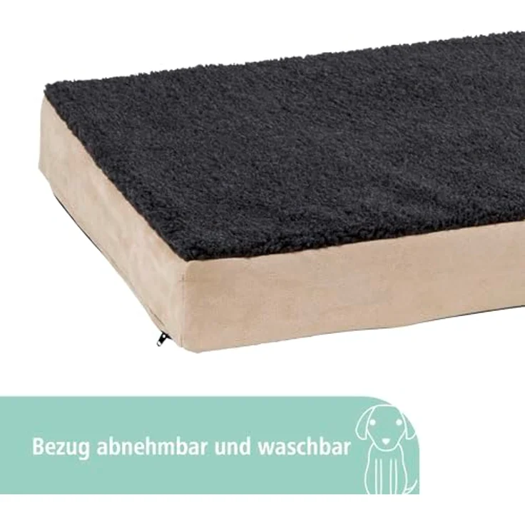 Kerbl Tierkissen Matratze Memory-Foam 115 cm x 75 cm 80328, orthopädische Hundematratze für ältere Hunde, Softplüsch, abnehmbarer Bezug, grau – Bild 4