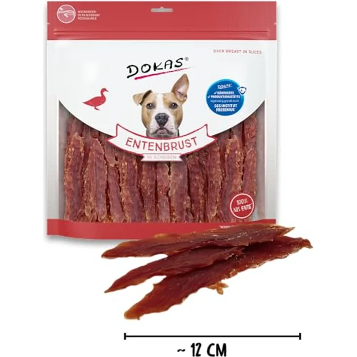 Dokas Entenbrust in Scheiben, glutenfreier Hundesnack ohne Farbstoffe, 900g – Bild 2