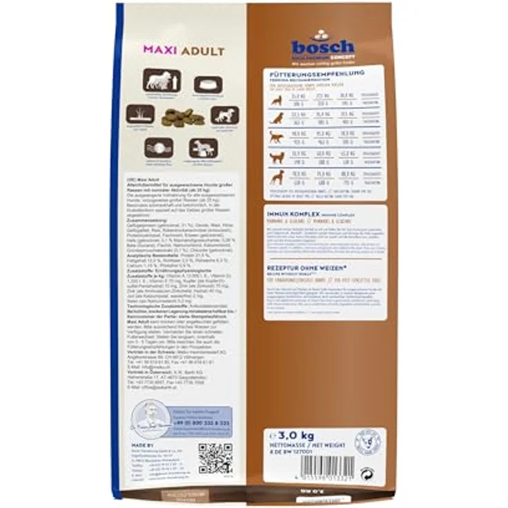Bosch Hundefutter Maxi Adult, Trockenfutter für übergewichtige Hunde mit magerem Geflügel, 3kg – Bild 4